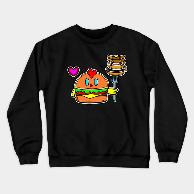 Pancake Breakfast Baby Chick Cheeseburger Crewneck Sweatshirt by MaystarUniverse